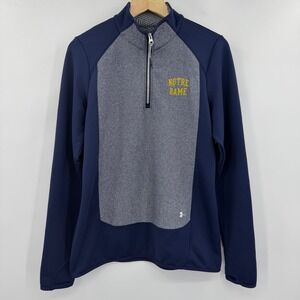 Under Armour Notre Dame Fighting Irish Women 1/4 Zip Pullover Navy Grey Large